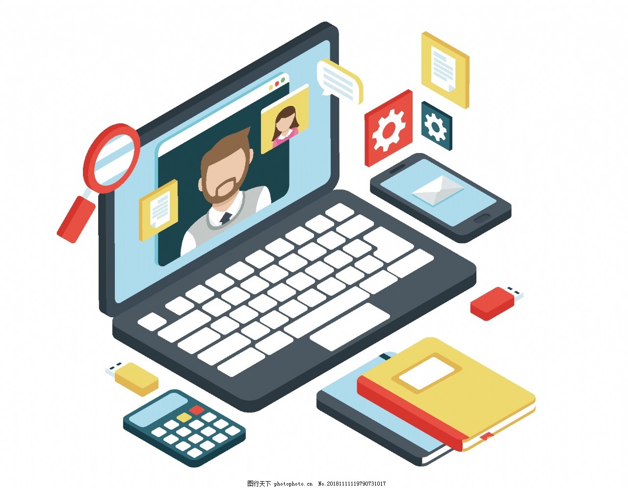 卡通電腦筆記本元素 計算機的創(chuàng)新設計趨勢